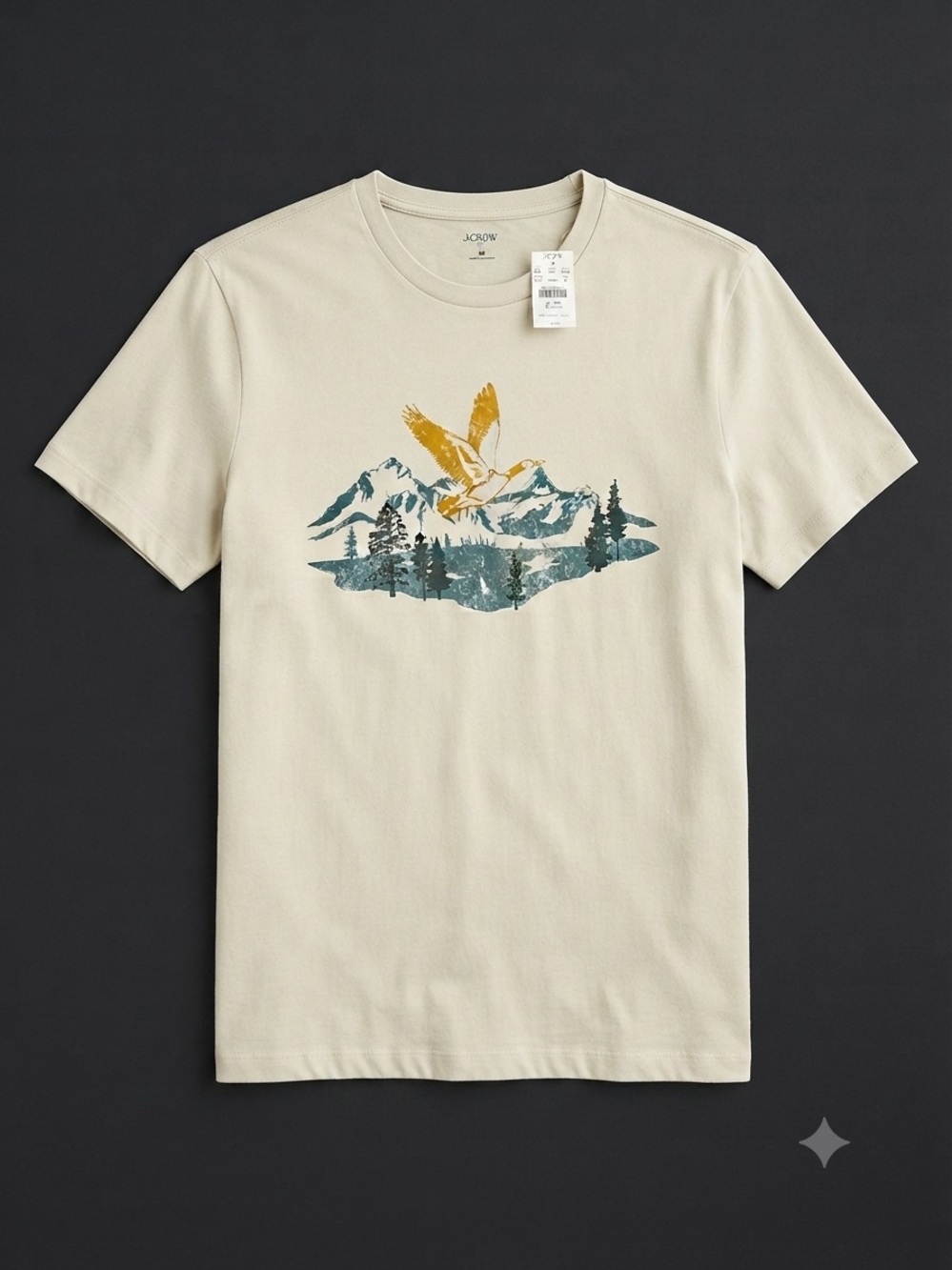 New with Tags J.Crew Nature Graphic T-Shirt - Size Medium - Beige/Cream